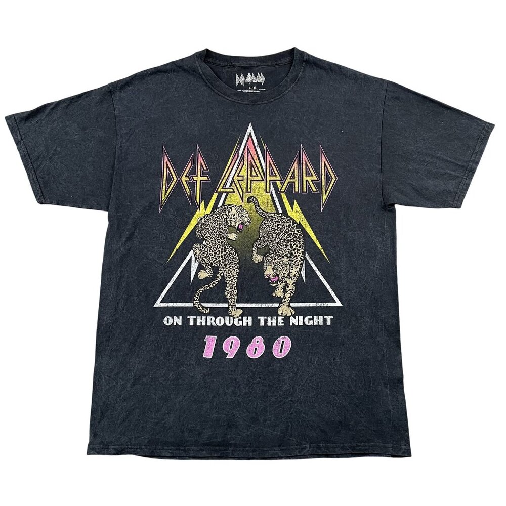 Def Leppard On Through the Night 1980 Replica T-Shirt Mens Large Hair Metal Rock